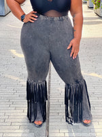 Plus Size Tassel Mineral Wash Pants