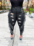 Black Fringe Jeans