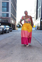 Color Blocked Wide Leg Pants