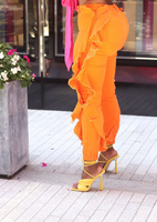 Orange Ruffle Jeans