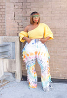 Sold Out Curvy Rainbow Tie Dye Flare Tassel jeans