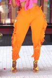 Orange Ruffle Jeans