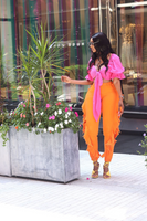 Orange Ruffle Jeans